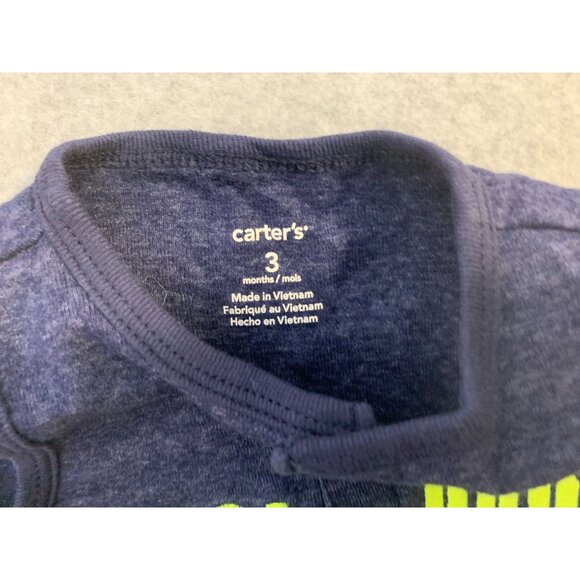 carters Boys infant Baby Size 3 months heathered blue short 1 pice bodysuit romp - Picture 2 of 3